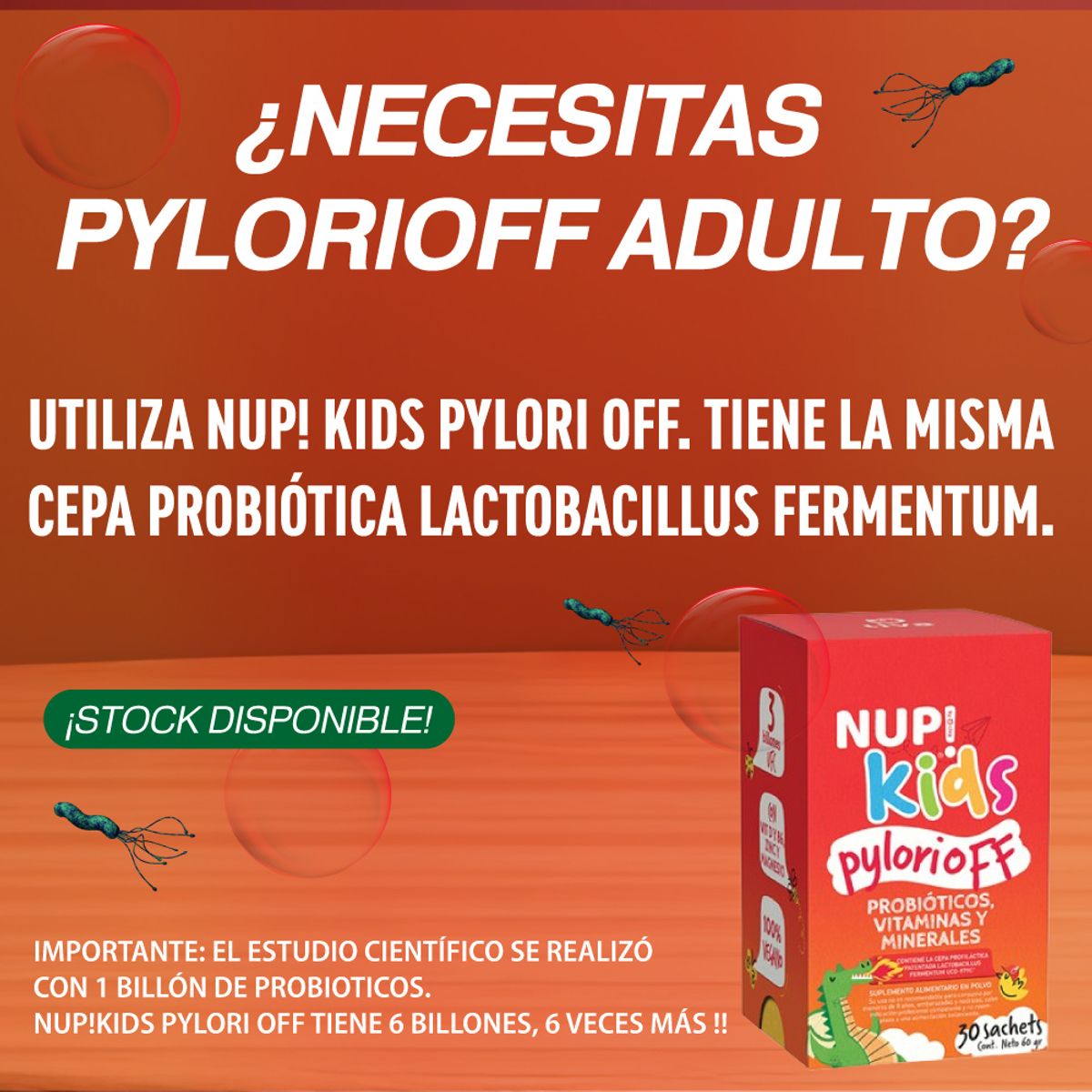 NUP - Probióticos NUP Kids Pylorioff  6 Billones x30 sachet, NUP