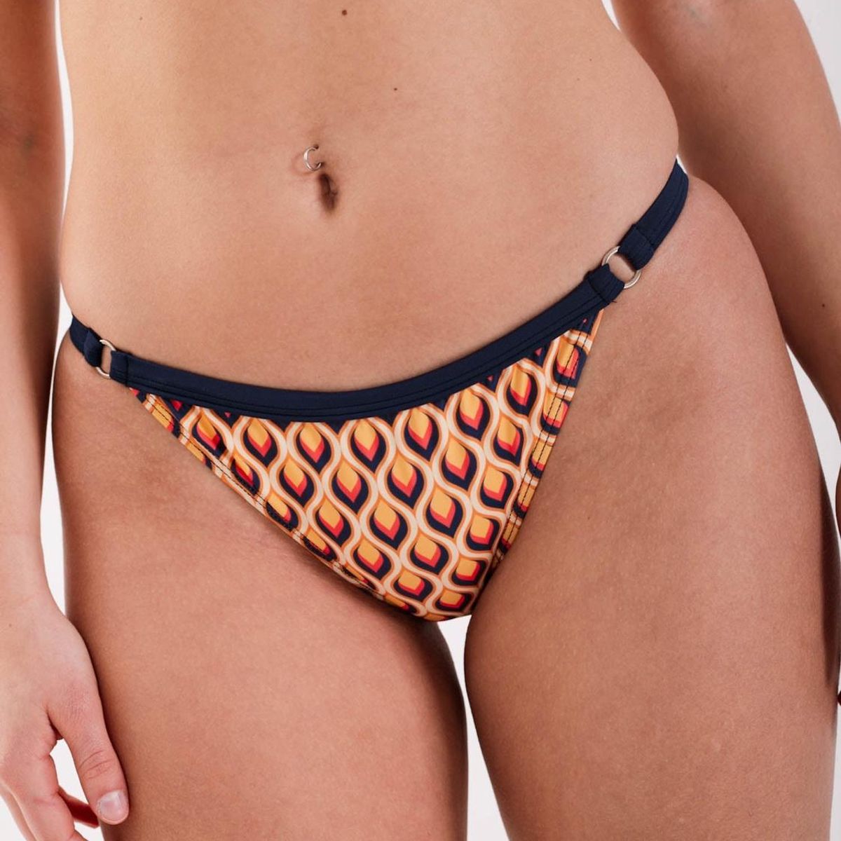 DAIKIRI BIKINIS - Daikiri Bottom de Bikini Mujer Crema Estampado Culote Ajustable Protección UV 50+