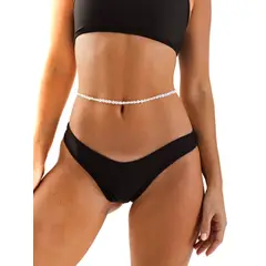 DAIKIRI BIKINIS - Daikiri Bottom de Bikini Mujer Negro Liso Culote Ajustable UV 50+