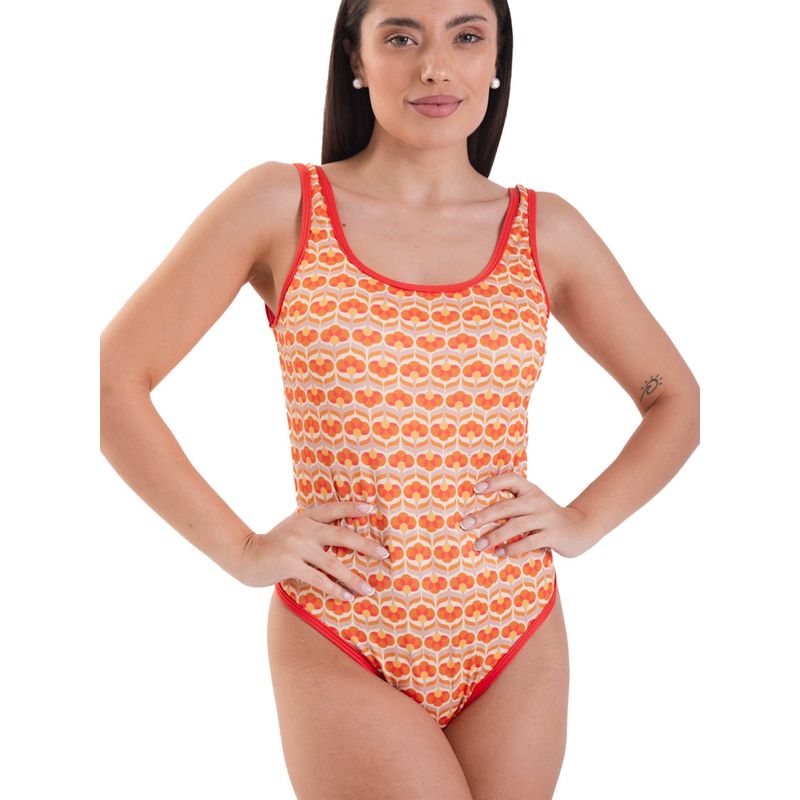 DAIKIRI BIKINIS - Daikiri Traje de Baño Mujer Crema Estampado Deportivo Control Abdomen Protección UV 50+