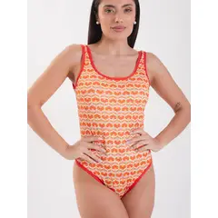 DAIKIRI BIKINIS - Daikiri Traje de Baño Mujer Crema Estampado Deportivo Control Abdomen Protección UV 50+