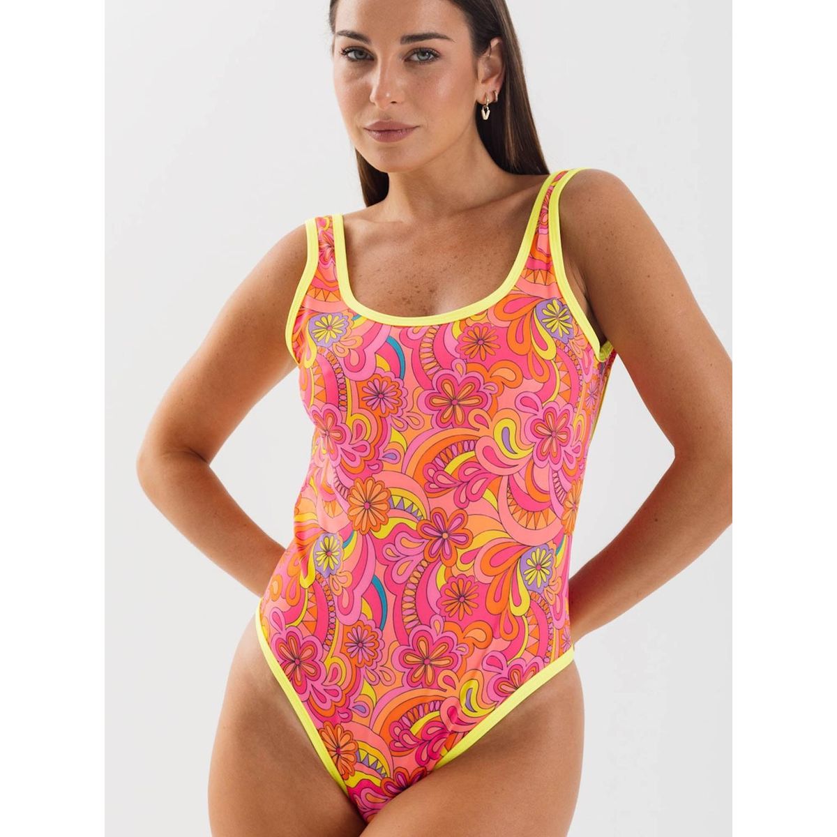 DAIKIRI BIKINIS - Daikiri Traje de Baño Mujer Rosa Estampado Deportivo Control Abdomen Protección UV 50+
