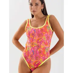 DAIKIRI BIKINIS - Daikiri Traje de Baño Mujer Rosa Estampado Deportivo Control Abdomen Protección UV 50+