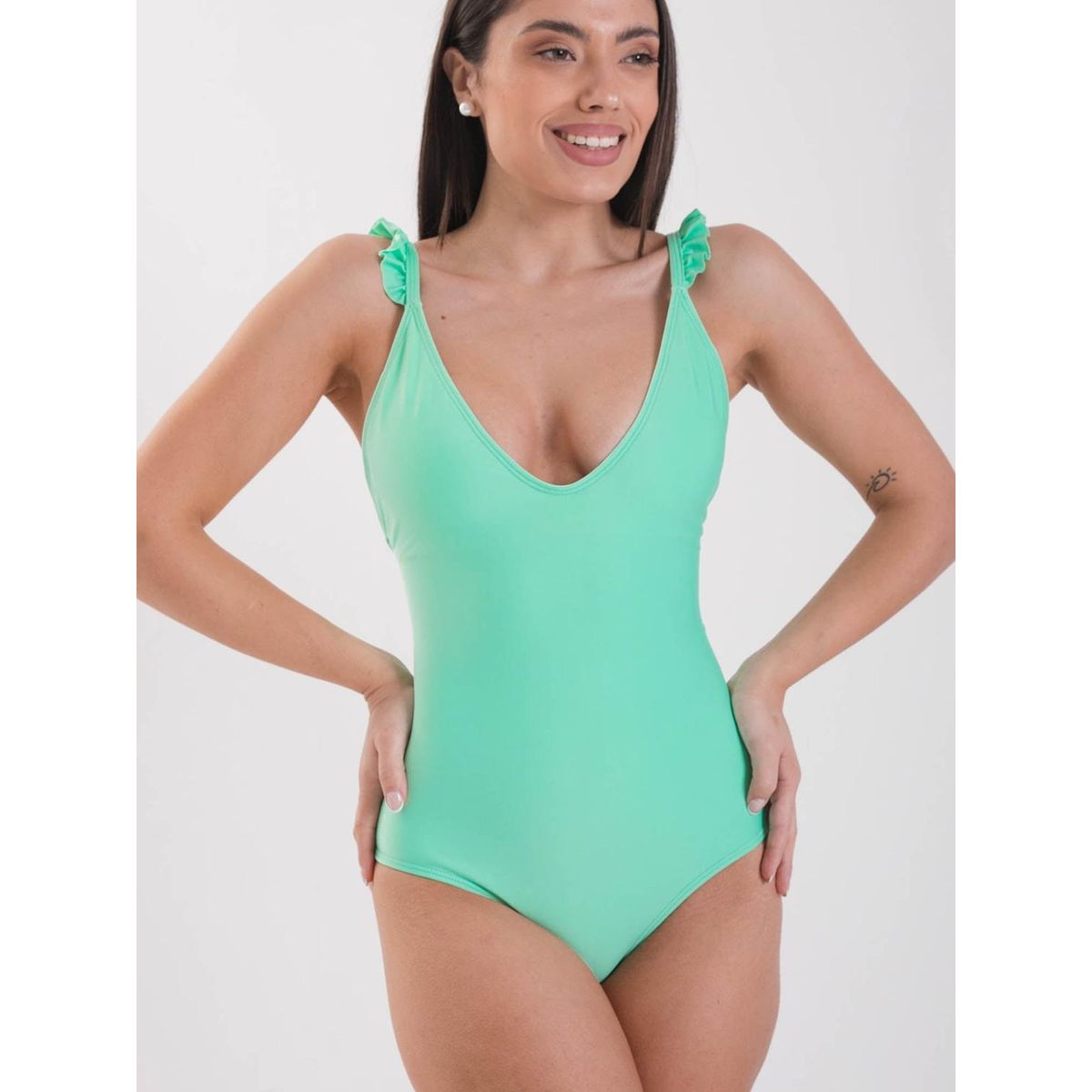 DAIKIRI BIKINIS - Daikiri Traje de Baño Mujer Menta Liso Control Abdomen Culote Protección UV 50+