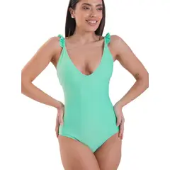 DAIKIRI BIKINIS - Daikiri Traje de Baño Mujer Menta Liso Control Abdomen Culote Protección UV 50+