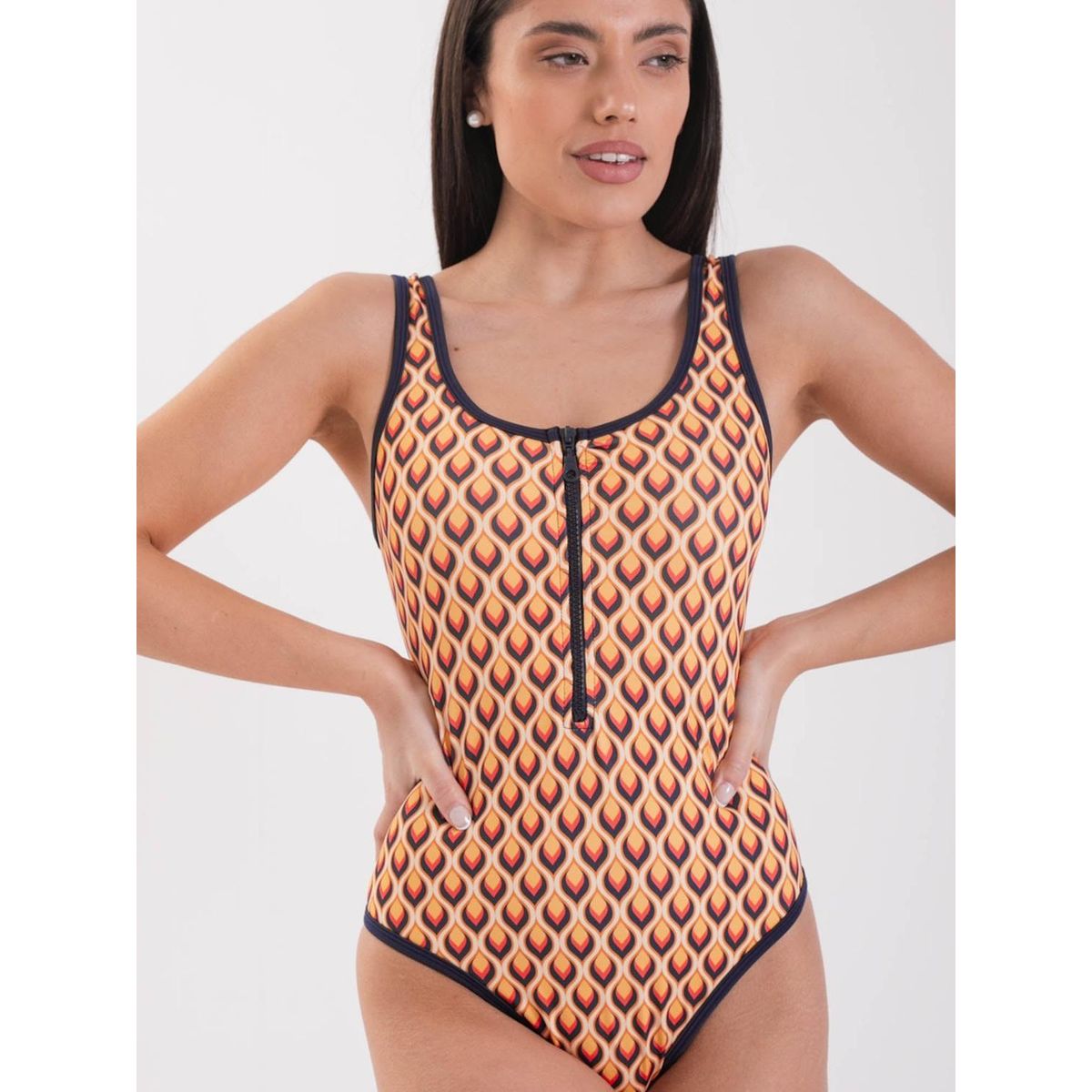 DAIKIRI BIKINIS - Daikiri Traje de Baño Mujer Crema Estampado Control Abdomen Deportivo Protección UV 50+