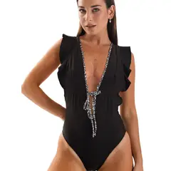 DAIKIRI BIKINIS - Daikiri Traje de Baño Mujer Negro Liso Control Abdomen Culote UV 50+