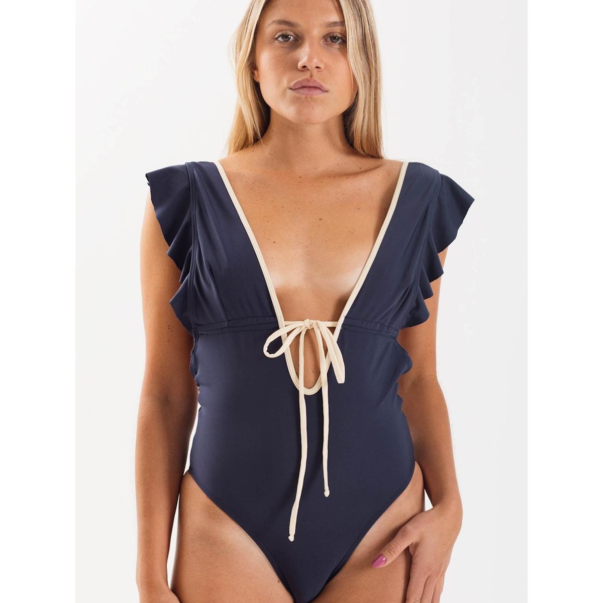 DAIKIRI BIKINIS - Daikiri Traje de Baño Mujer Azul Liso Control Abdomen Culote Protección UV 50+