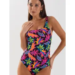 DAIKIRI BIKINIS - Daikiri Traje de Baño Mujer Negro Estampado Control Abdomen Culote Protección UV 50+