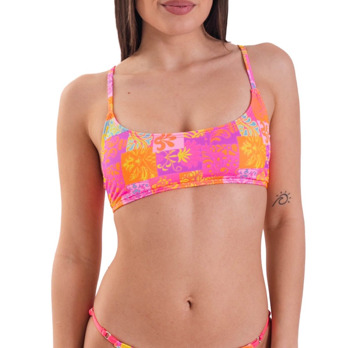 DAIKIRI BIKINIS - Daikiri Bikini Mujer Naranjo Estampado Deportivo Ajustable Protección UV 50+