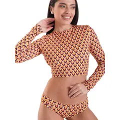 DAIKIRI BIKINIS - Daikiri Bikini Surf Mujer Crema Estampado Manga Larga Ajustable Protección UV 50+