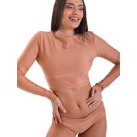 Daikiri Bikini Surf Mujer Cafe Liso Manga Larga Ajustable Protección UV 50+