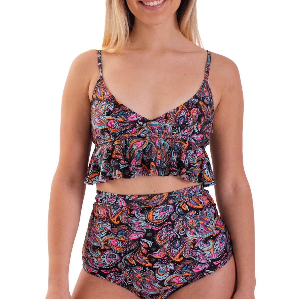 DAIKIRI BIKINIS - Daikiri Bikini Mujer Negro Estampado Triángulo Extra Confort Protección UV 50+