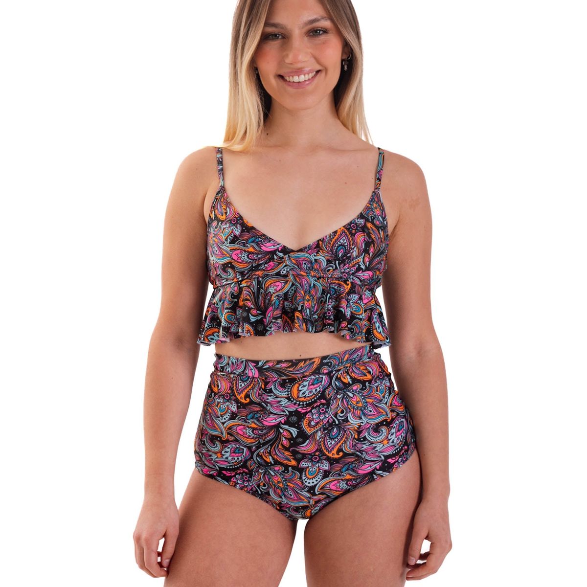 DAIKIRI BIKINIS - Daikiri Bikini Mujer Negro Estampado Triángulo Extra Confort Protección UV 50+