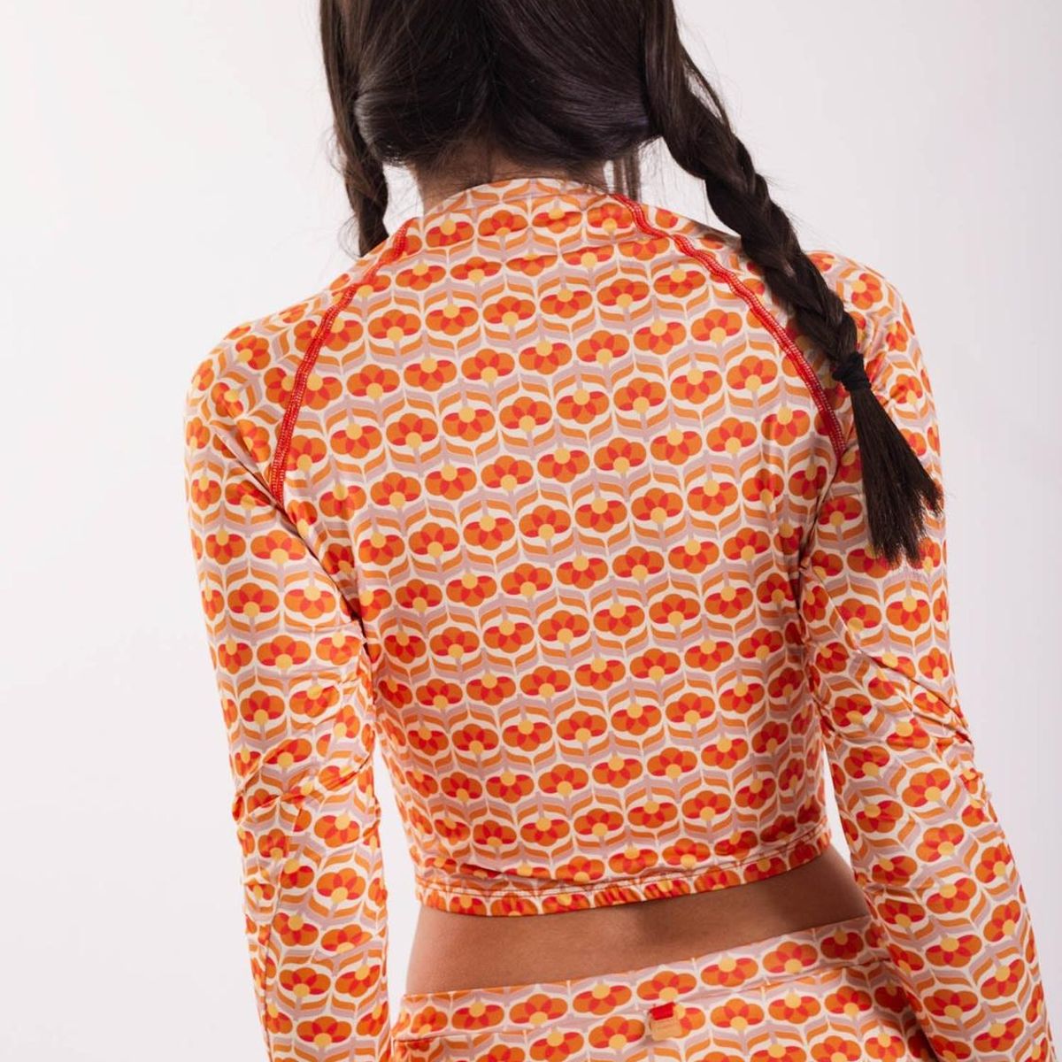 DAIKIRI BIKINIS - Daikiri Polera Surf Mujer Crema Estampado Manga Larga Deportivo Protección UV 50+