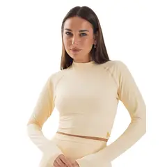 DAIKIRI BIKINIS - Daikiri Polera Surf Mujer Crema Liso Manga Larga Deportivo Protección UV 50+