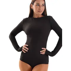 DAIKIRI BIKINIS - Daikiri Traje de Baño Surf Mujer Negro Liso Manga Larga Deportivo UV 50+