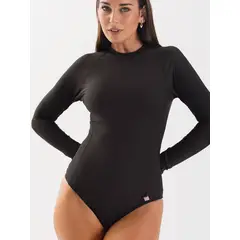 DAIKIRI BIKINIS - Daikiri Traje de Baño Surf Mujer Negro Liso Manga Larga Deportivo UV 50+