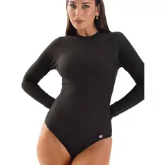 DAIKIRI BIKINIS - Daikiri Traje de Baño Surf Mujer Negro Liso Manga Larga Deportivo UV 50+