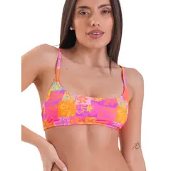 DAIKIRI BIKINIS - Daikiri Top de Bikini Mujer Naranjo Estampado Deportivo Extra Confort Protección UV 50+