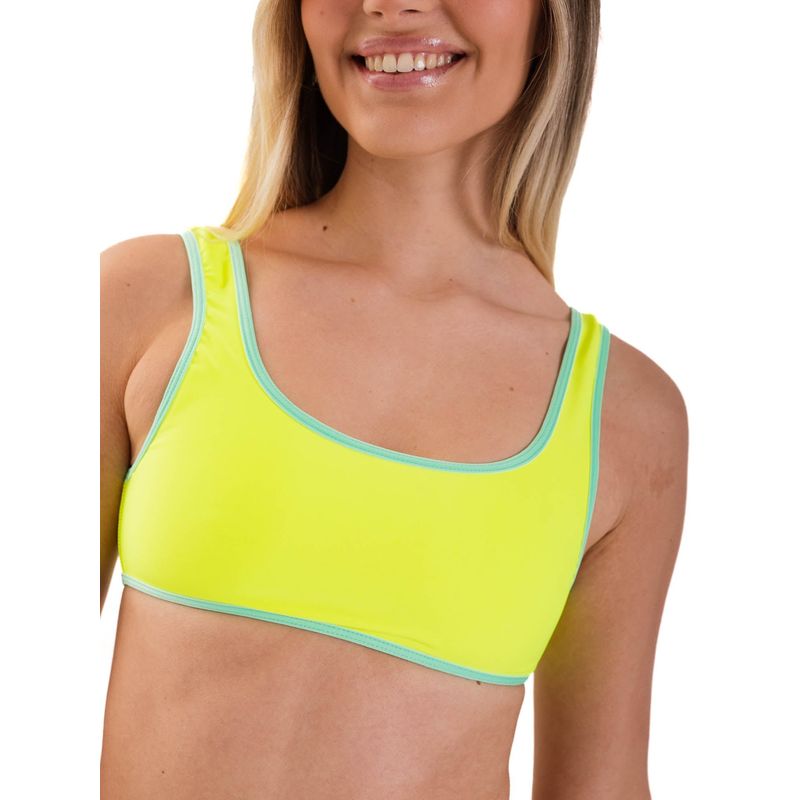 DAIKIRI BIKINIS - Daikiri Top de Bikini Mujer Amarillo Liso Deportivo Extra Confort Protección UV 50+