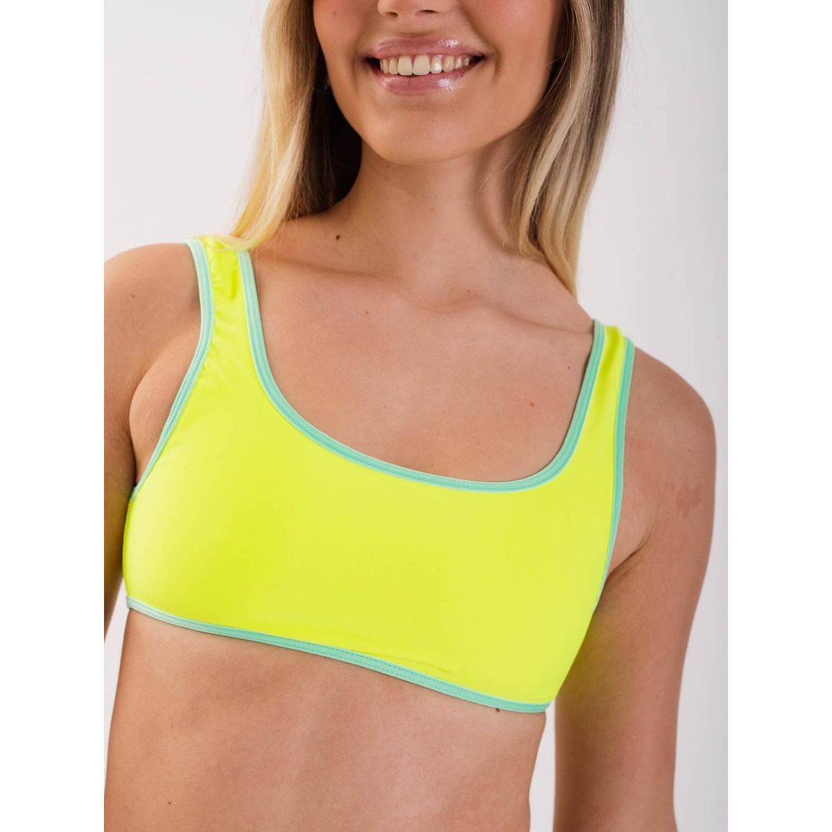 DAIKIRI BIKINIS - Daikiri Top de Bikini Mujer Amarillo Liso Deportivo Extra Confort Protección UV 50+