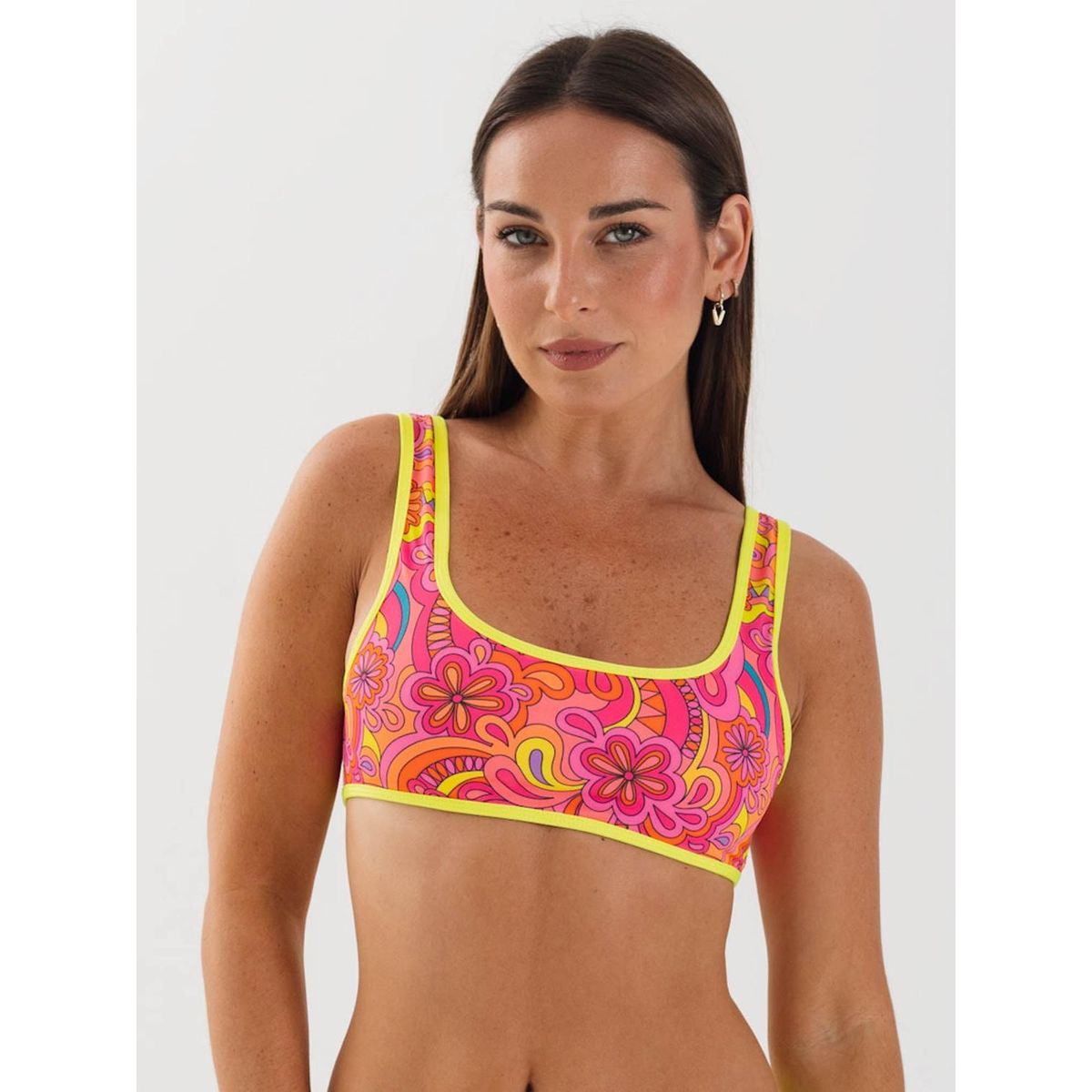 DAIKIRI BIKINIS - Daikiri Top de Bikini Mujer Rosa Estampado Deportivo Extra Confort Protección UV 50+