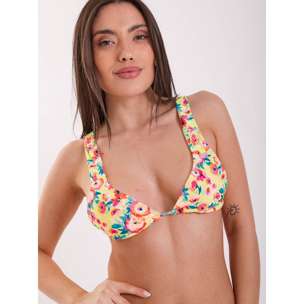 DAIKIRI BIKINIS - Daikiri Top de Bikini Mujer Amarillo Estampado Triángulo Ajustable Protección UV 50+