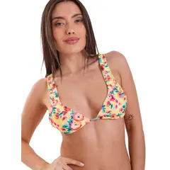 DAIKIRI BIKINIS - Daikiri Top de Bikini Mujer Amarillo Estampado Triángulo Ajustable Protección UV 50+