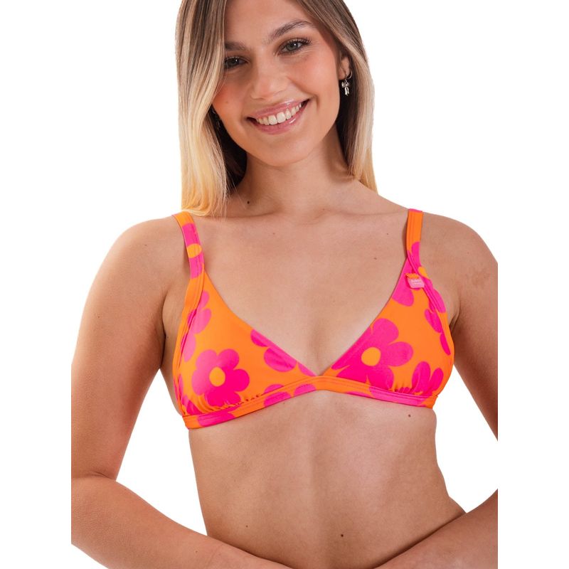 DAIKIRI BIKINIS - Daikiri Top de Bikini Mujer Naranjo Estampado Triángulo Ajustable Protección UV 50+