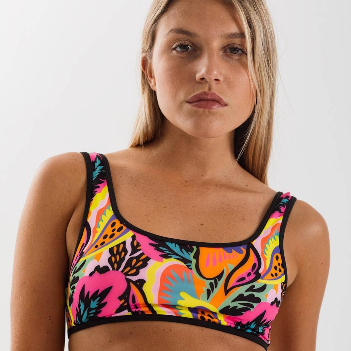 DAIKIRI BIKINIS - Daikiri Top de Bikini Mujer Negro Estampado Ajustable Extra Confort Protección UV 50+
