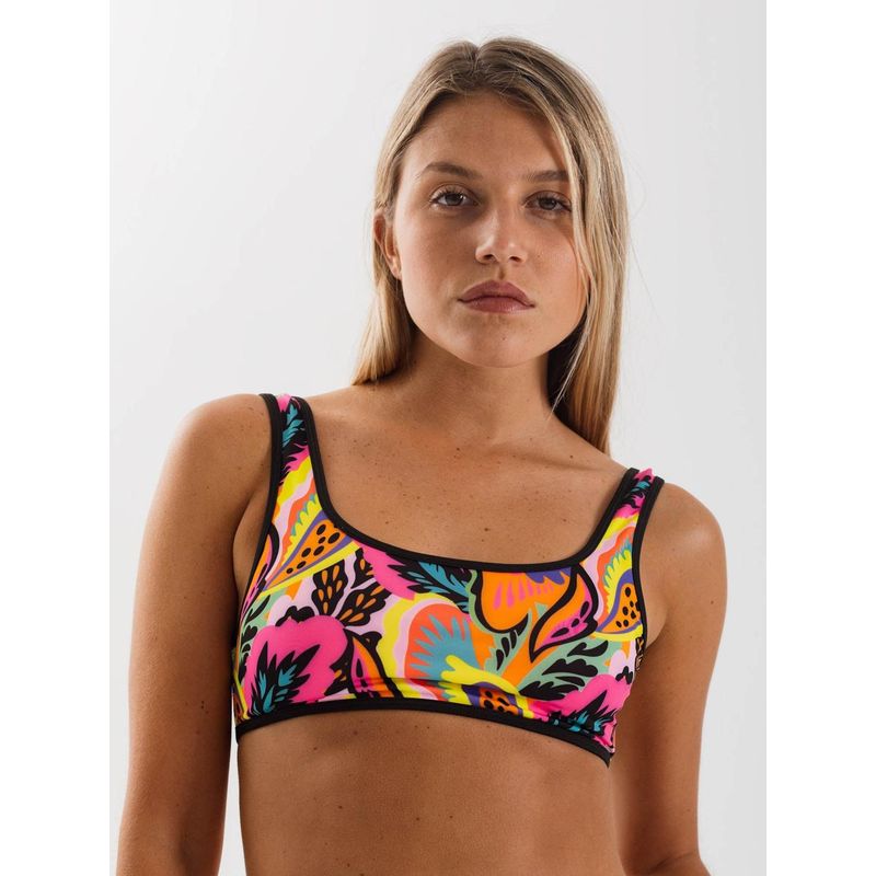 DAIKIRI BIKINIS - Daikiri Top de Bikini Mujer Negro Estampado Ajustable Extra Confort Protección UV 50+