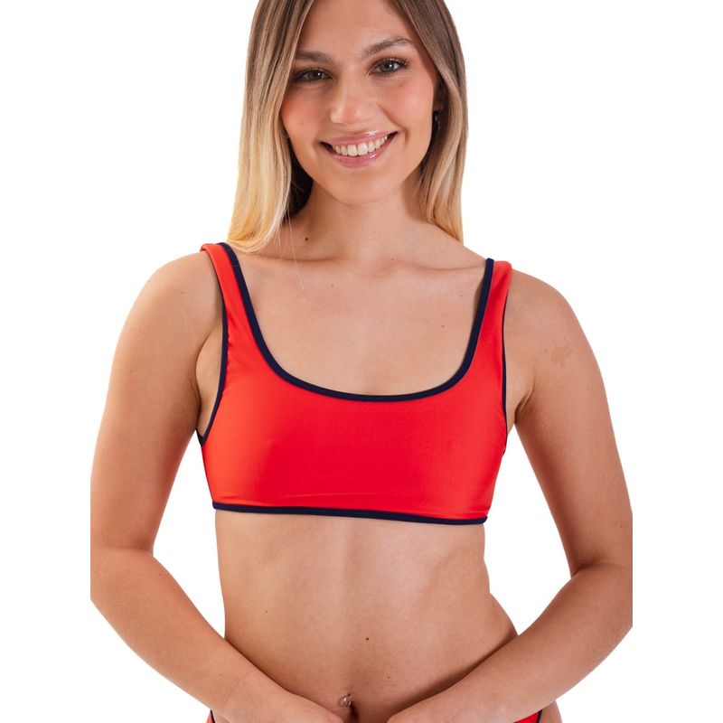 DAIKIRI BIKINIS - Daikiri Top de Bikini Mujer Rojo Liso Deportivo Extra Confort Protección UV 50+