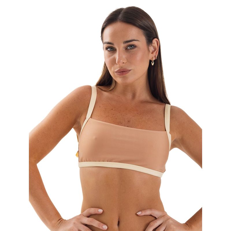 DAIKIRI BIKINIS - Daikiri Top de Bikini Mujer Cafe Liso Ajustable Extra Confort Protección UV 50+
