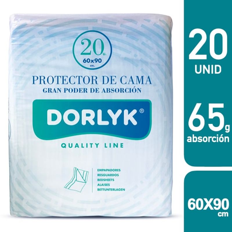 DORLYK - Protector de Cama Adulto Dorlyk 60x90cm 20 Unidades