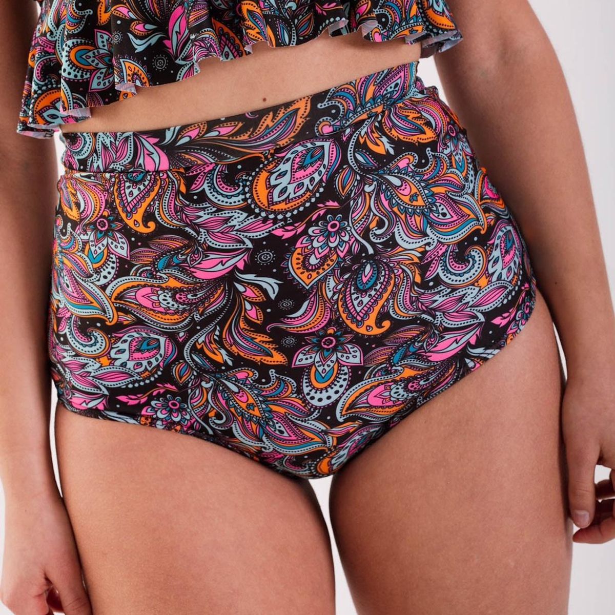 DAIKIRI BIKINIS - Daikiri Bottom de Bikini Mujer Negro Estampado Culote Extra Confort Protección UV 50+