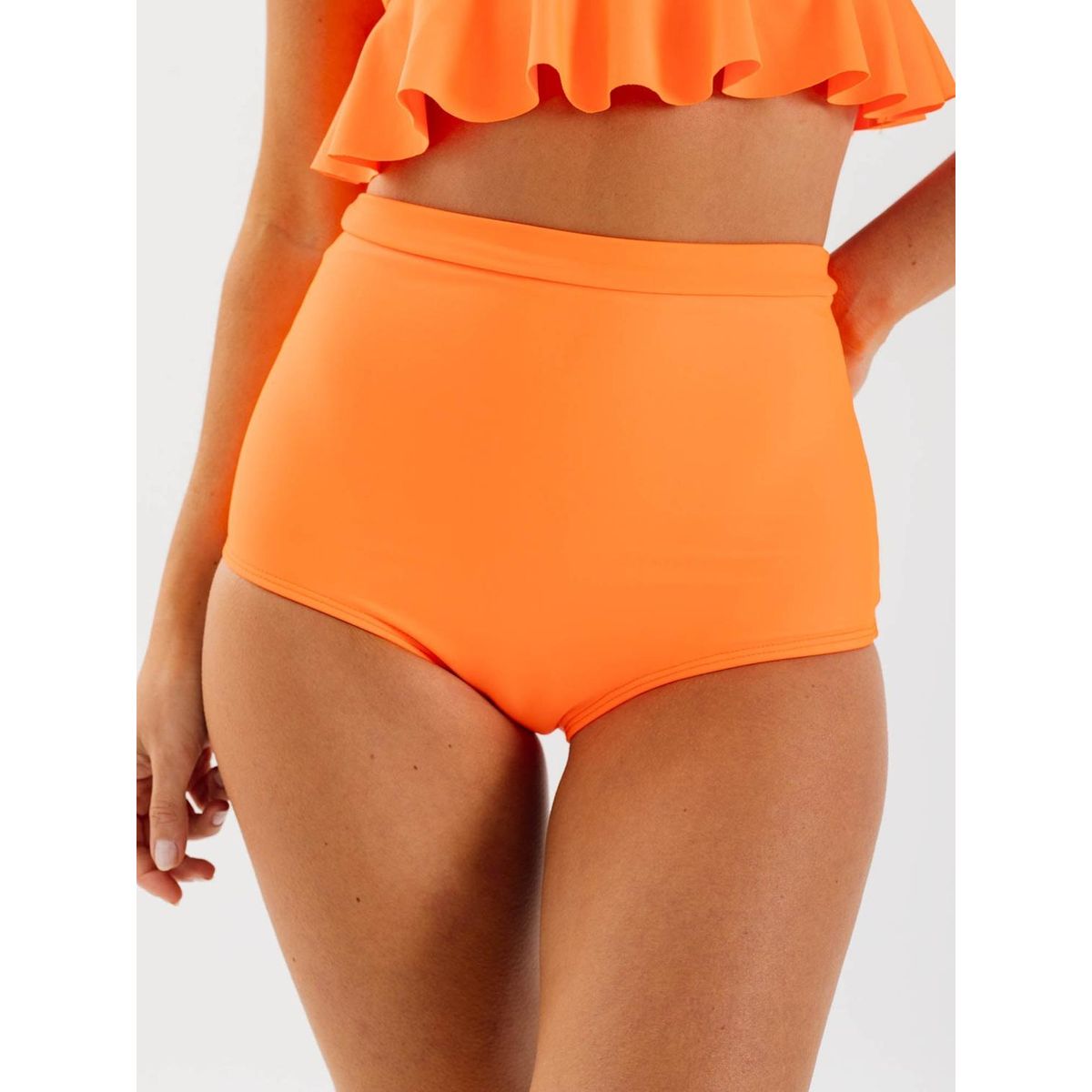 DAIKIRI BIKINIS - Daikiri Bottom de Bikini Mujer Naranjo Liso Culote Extra Confort Protección UV 50+