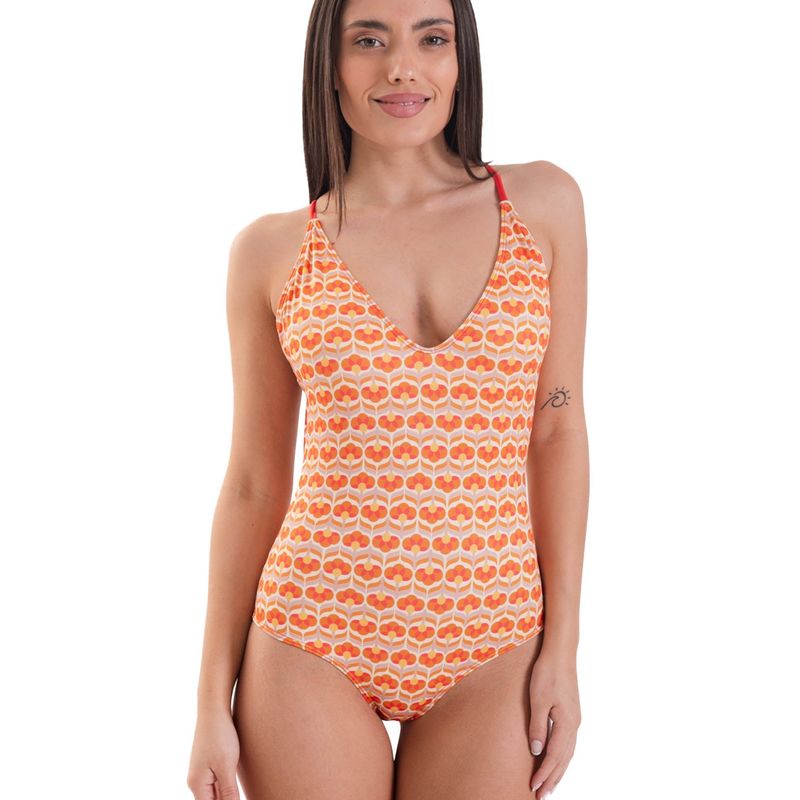 DAIKIRI BIKINIS - Daikiri Traje de Baño Mujer Crema Estampado Control Abdomen Culote Protección UV 50+