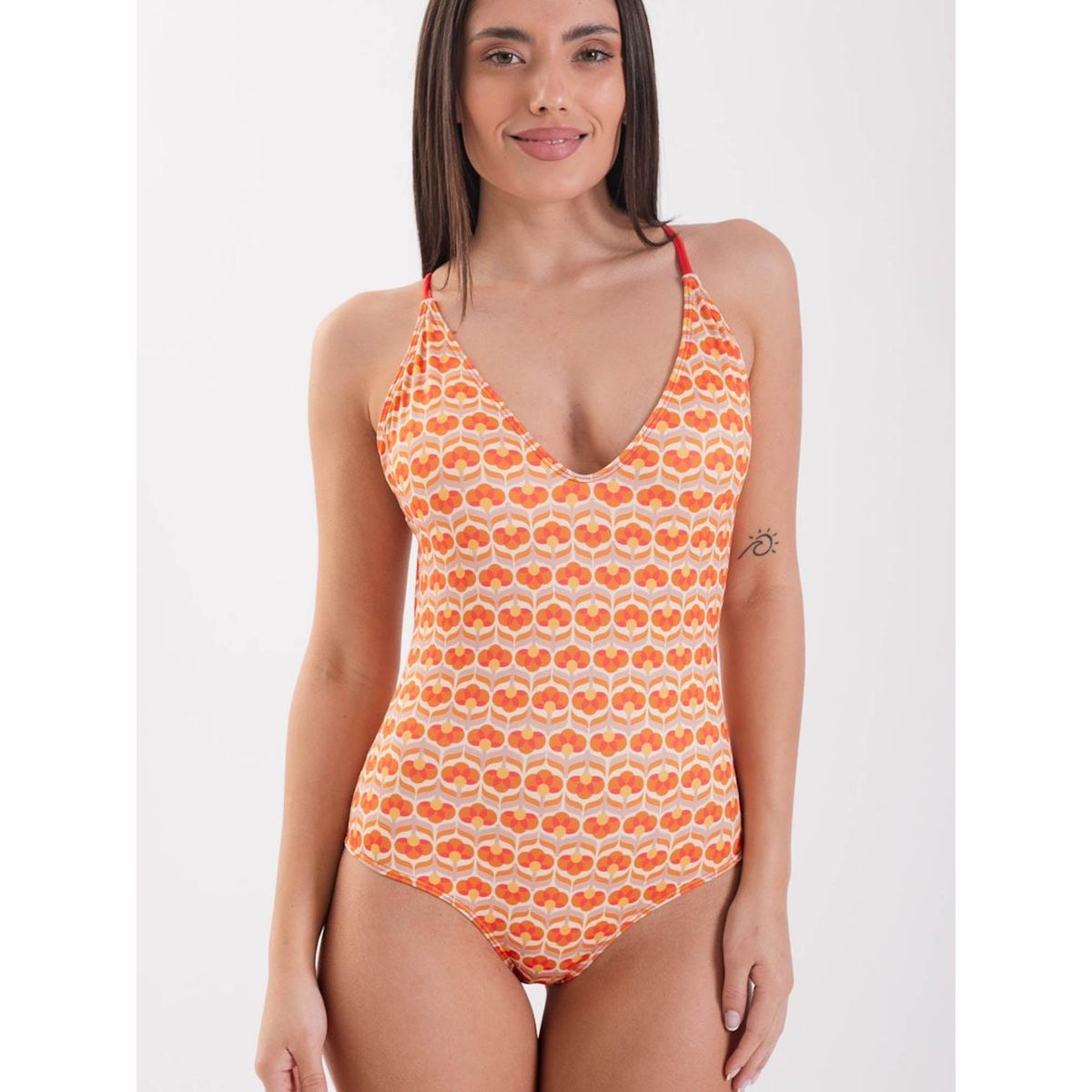 DAIKIRI BIKINIS - Daikiri Traje de Baño Mujer Crema Estampado Control Abdomen Culote Protección UV 50+