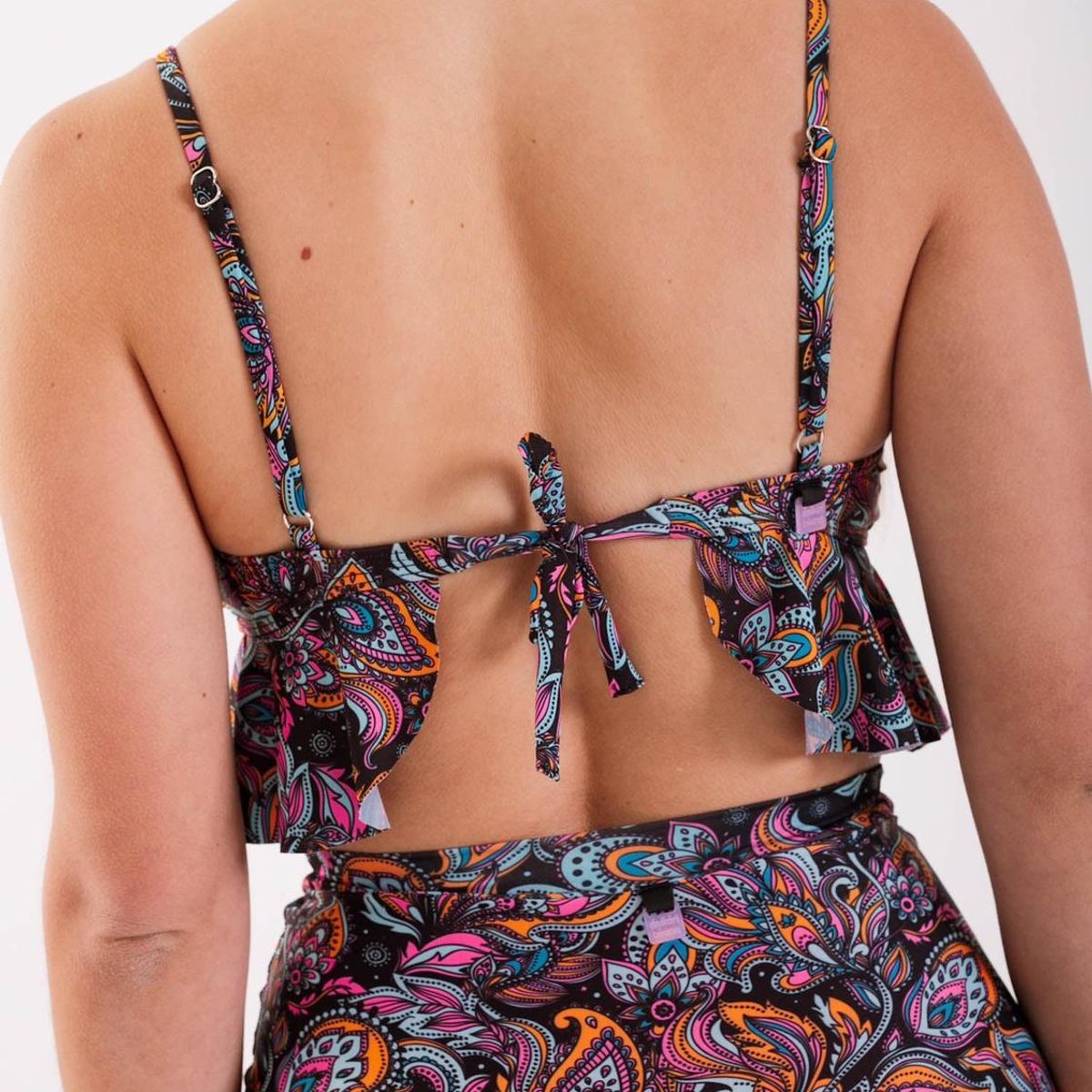 DAIKIRI BIKINIS - Daikiri Top de Bikini Mujer Negro Estampado Triángulo Ajustable Protección UV 50+