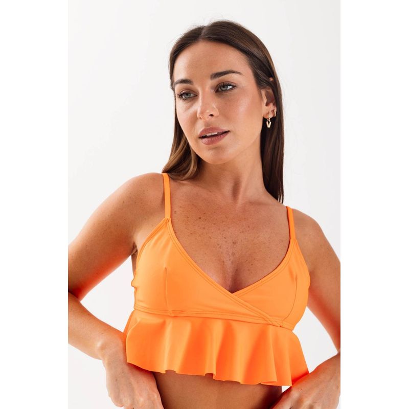 DAIKIRI BIKINIS - Daikiri Top de Bikini Mujer Naranjo Liso Triángulo Ajustable Protección UV 50+