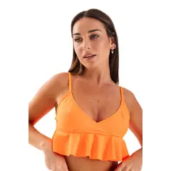 DAIKIRI BIKINIS - Daikiri Top de Bikini Mujer Naranjo Liso Triángulo Ajustable Protección UV 50+