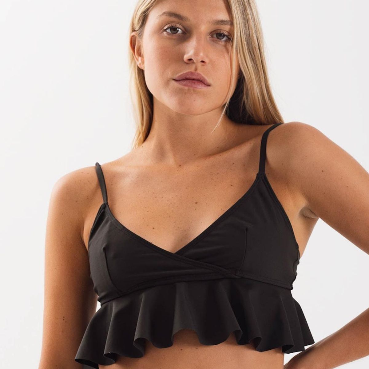 DAIKIRI BIKINIS - Daikiri Top de Bikini Mujer Negro Liso Triángulo Ajustable UV 50+