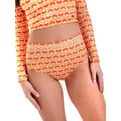 DAIKIRI BIKINIS - Daikiri Bottom de Bikini Mujer Crema Estampado Tiro Alto Culote Protección UV 50+