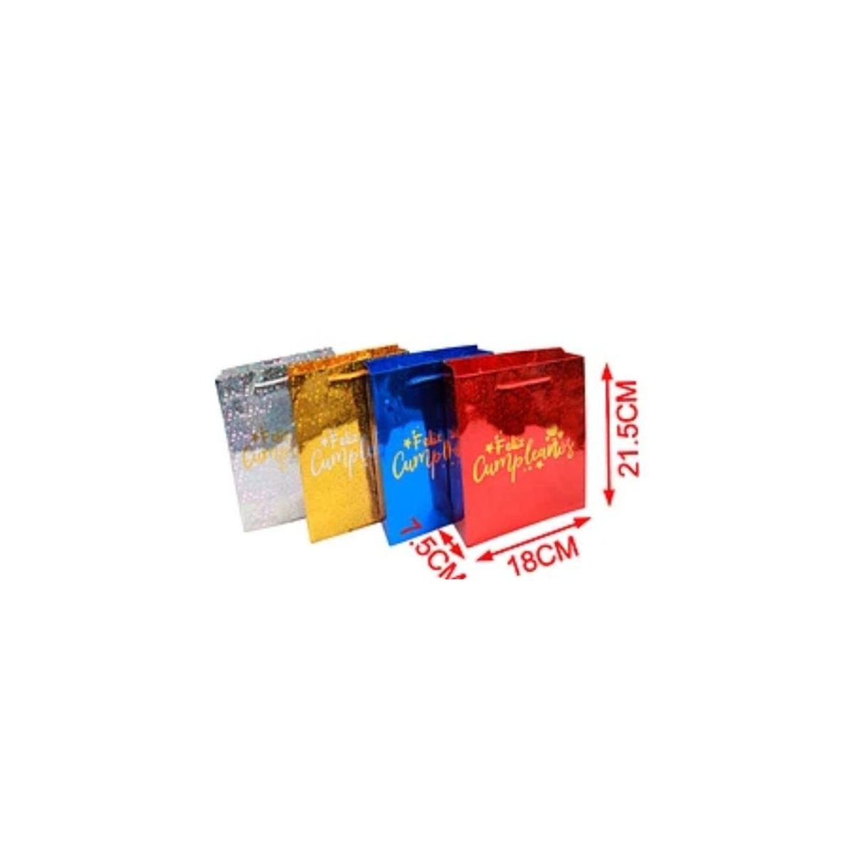 GENERICO - Bolsa Regalo Abrillantadas Feliz Cumpleaños 7x18x21cm