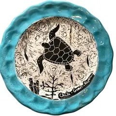 GENERICO - Plato Decorativo Pared Tallado - Tortuga Carey