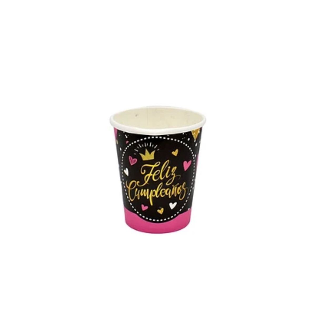 GENERICO - Vasos Feliz Cumpleaños Negro y Fucsia 6pcs