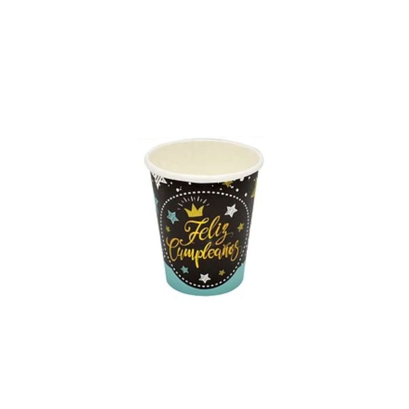 GENERICO - Vaso De Cartón Feliz Cumpleaños Azul 6pcs