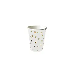 GENERICO - Vaso De Cartón Con Estrellas Doradas 6pcs 250cc
