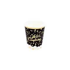 GENERICO - Vasos feliz Cumpleaños Negro y Dorado 6pcs 9oz